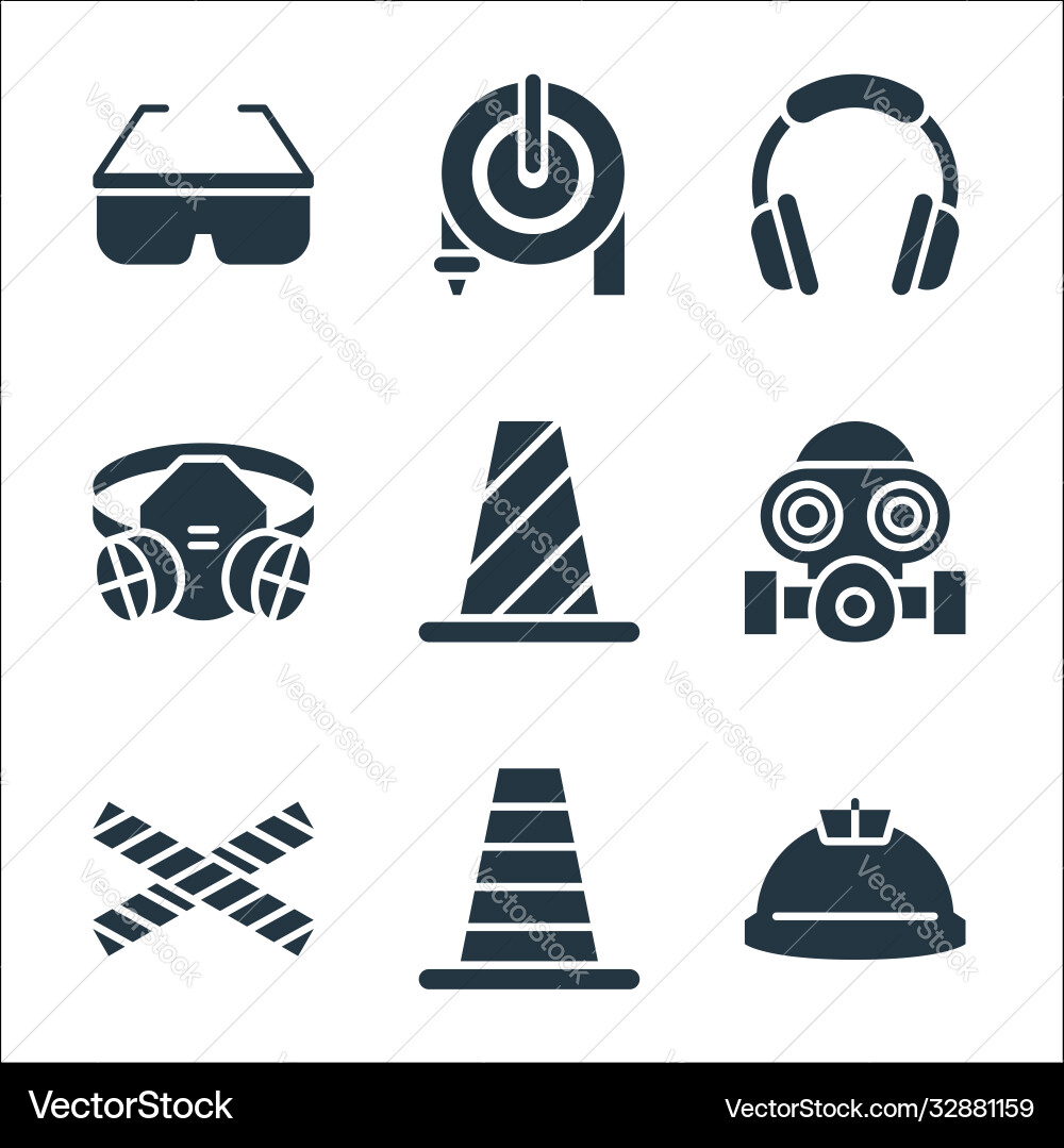 Flat rescue and protective line icons linear set Vector Image