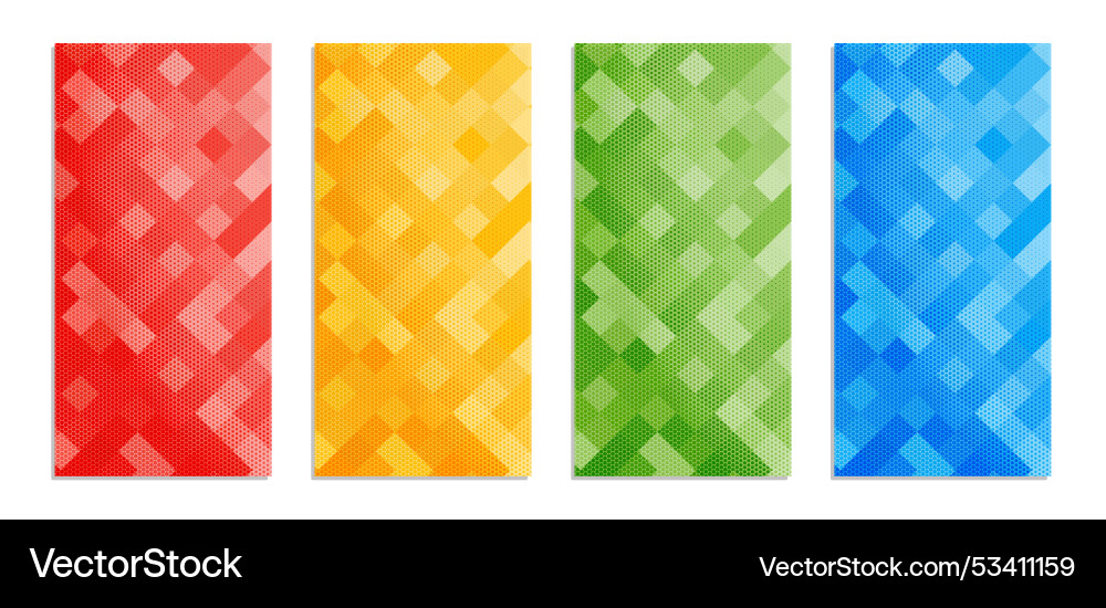 Geometric background set with halftone effect Vector Image