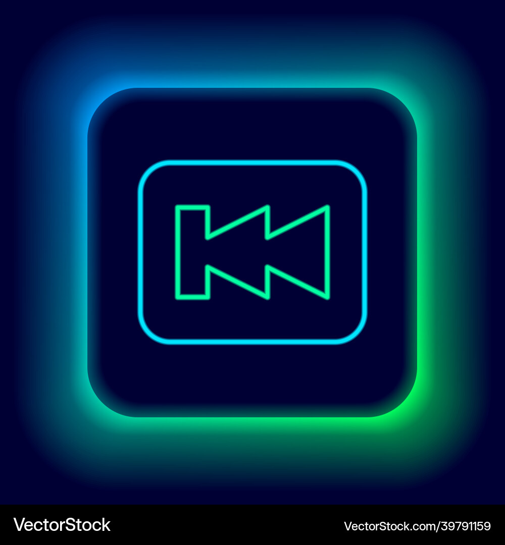 Glowing neon line rewind button icon isolated Glowing neon line rewind button icon isolated vector image