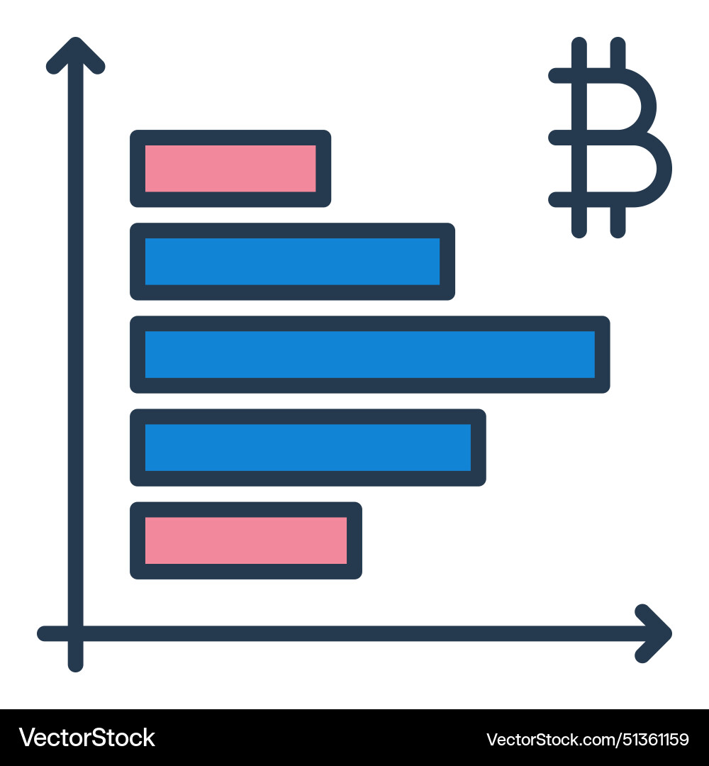Graph with bitcoin crypto trading colored icon Graph with bitcoin crypto trading colored icon vector image