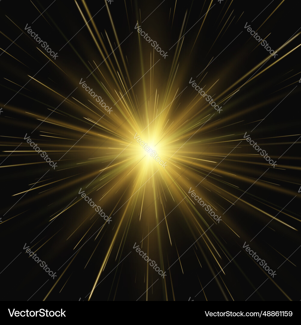 Light effect star burst gold glitter Light effect star burst gold glitter vector image