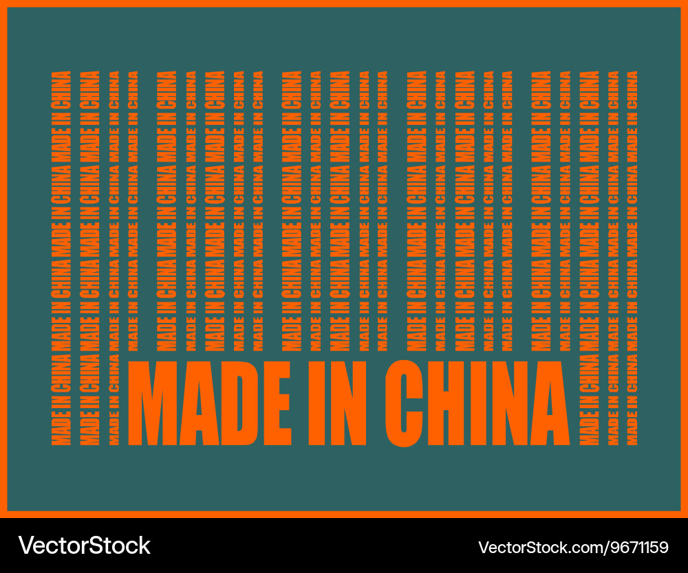 Made in china text and bar code from same words vector image