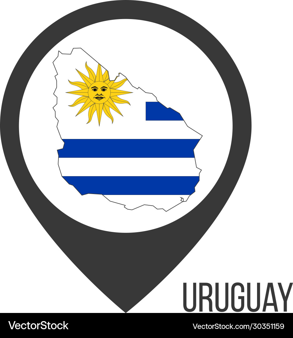 Map pointers with contry uruguay flag Map pointers with contry uruguay flag vector image