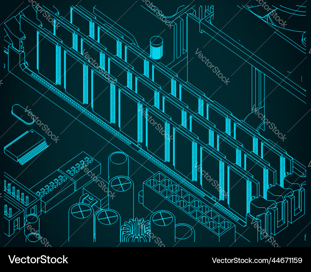 Memory modules closeup Memory modules closeup vector image