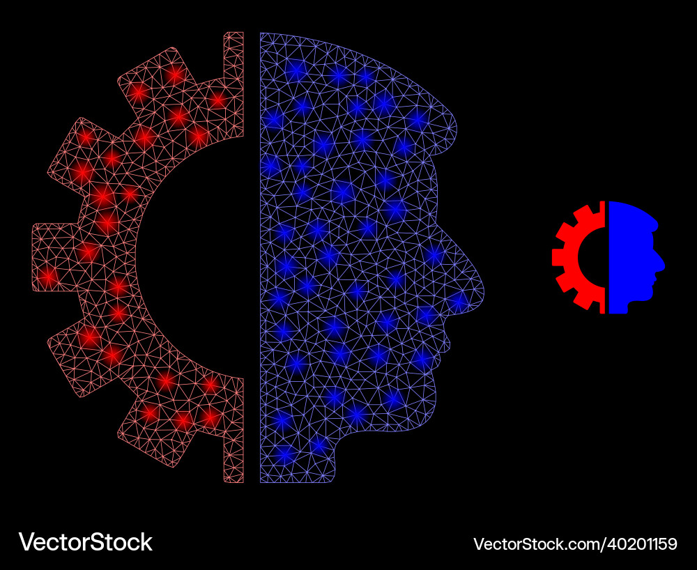 Mesh web head gear with illumitated network Mesh web head gear with illumitated network vector image