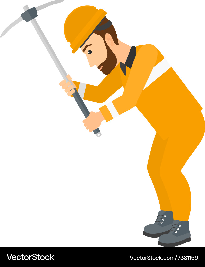 Miner working with pick Vector Image