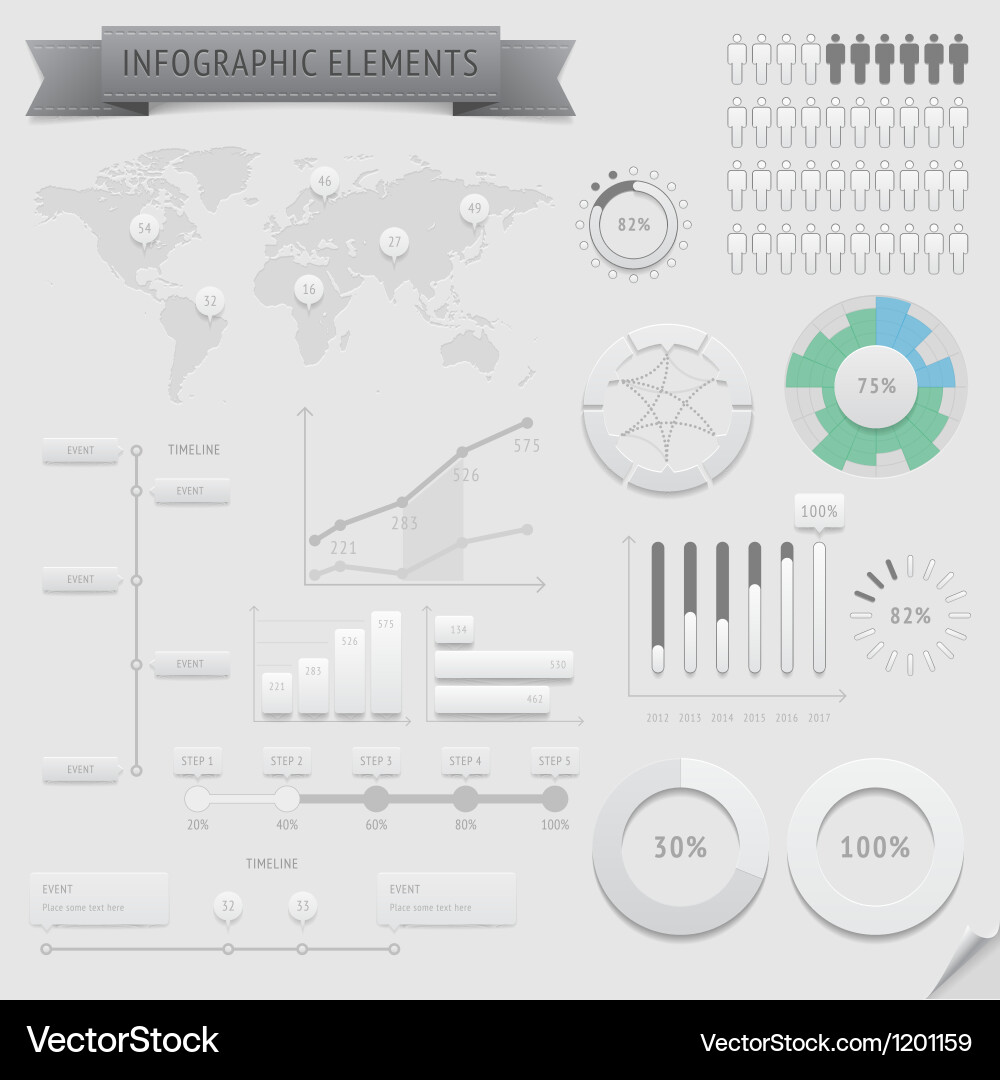 Modern Data & Chart Elements Vector Image
