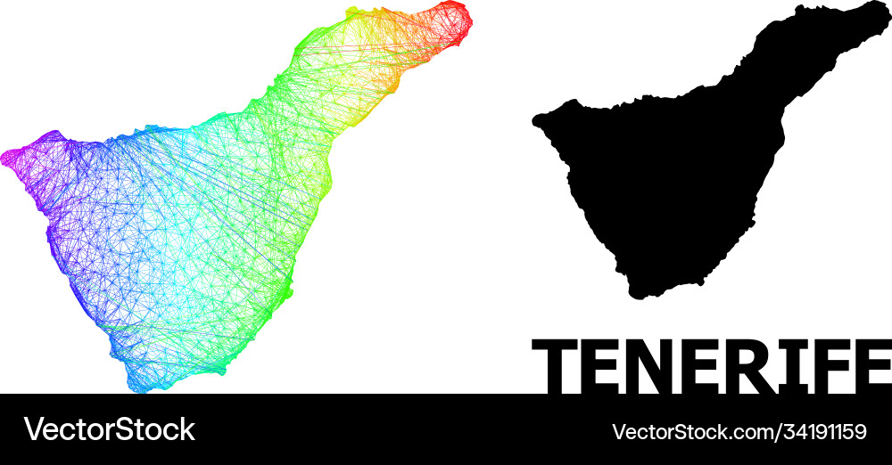 Net map tenerife island with spectrum gradient Net map tenerife island with spectrum gradient vector image