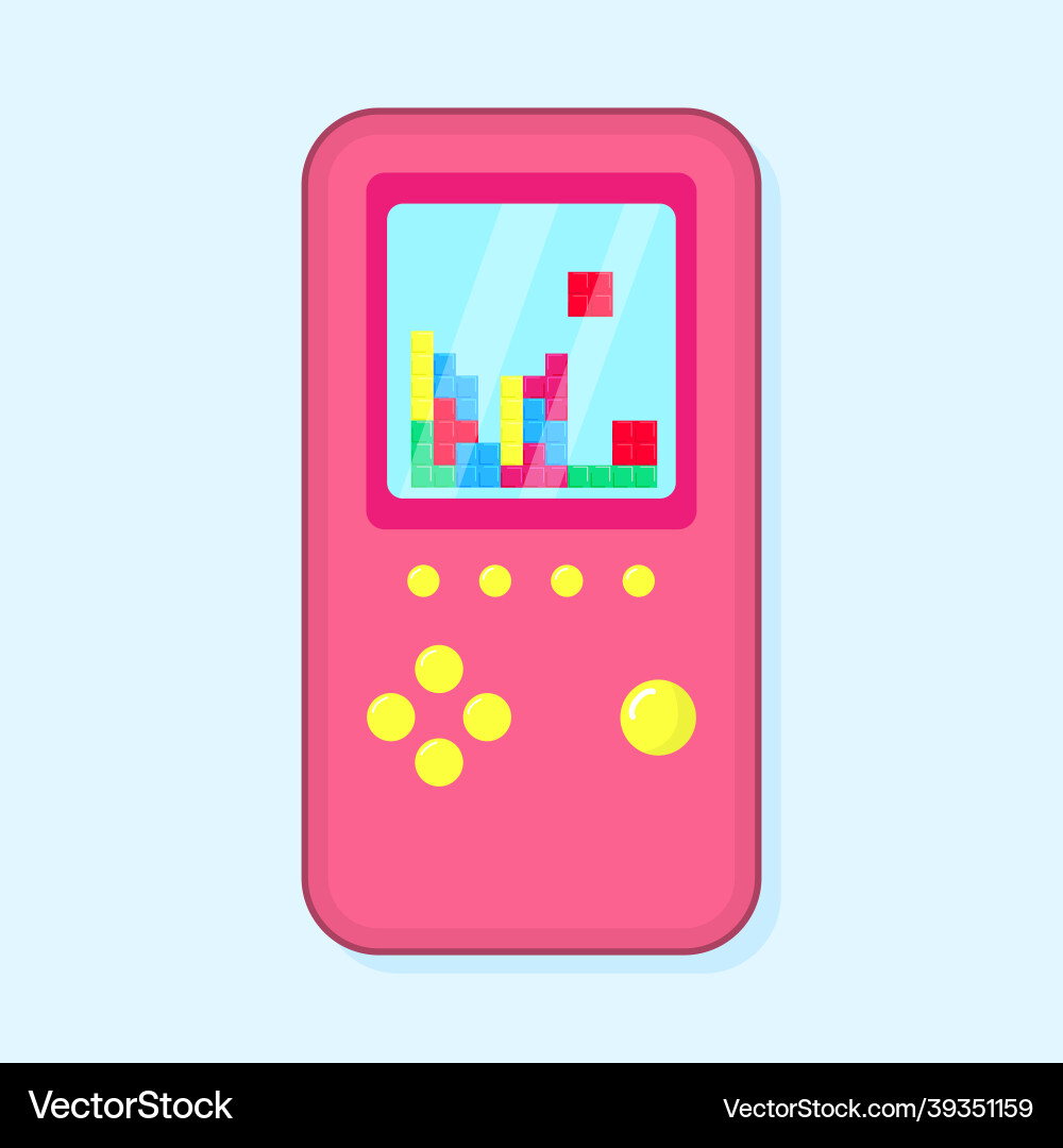 Retro tetris game on machine play Retro tetris game on machine play vector image