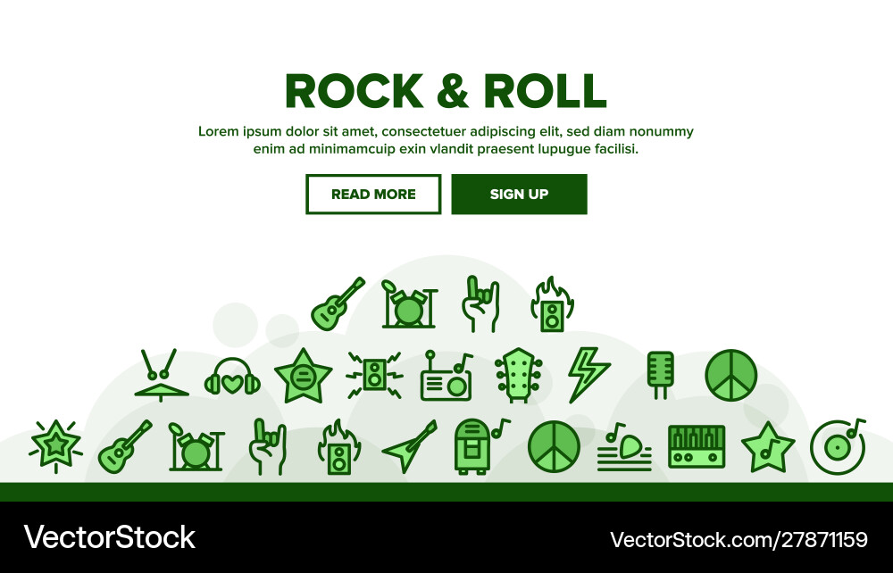 Rock and roll landing header Rock and roll landing header vector image