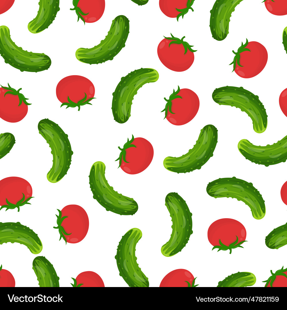 Seamless pattern with green cucumbers and red Seamless pattern with green cucumbers and red vector image