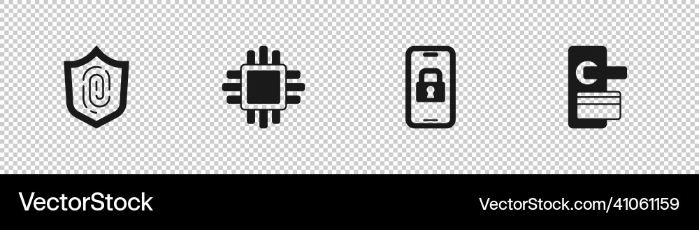 Set fingerprint processor with cpu digital door Set fingerprint processor with cpu digital door vector image