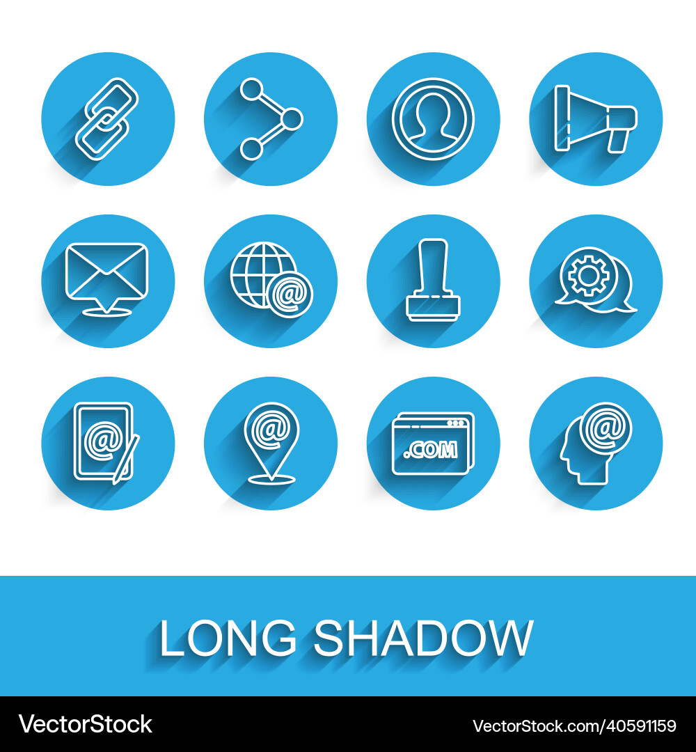 Set line mail and e-mail location chain link Set line mail and e-mail location chain link vector image