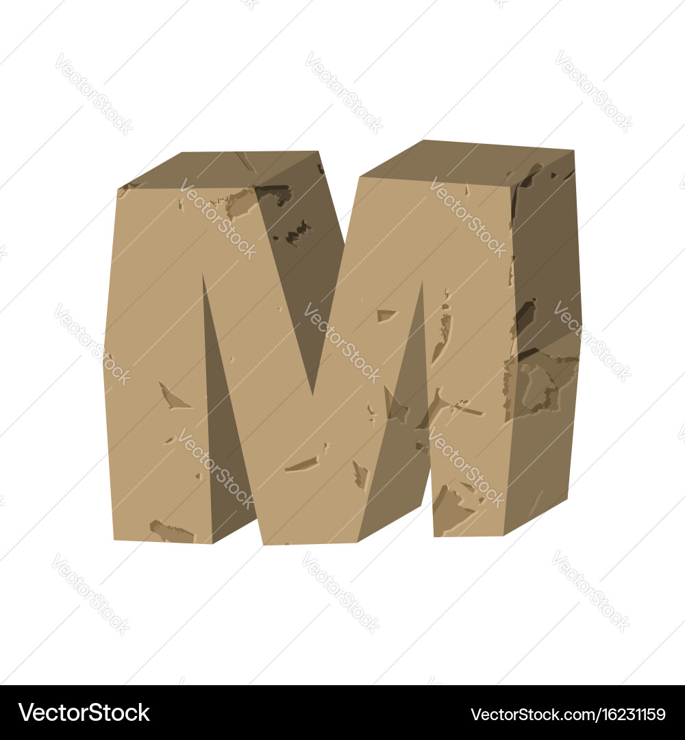 Stone Letter M Font Rock Symbol Vector Image