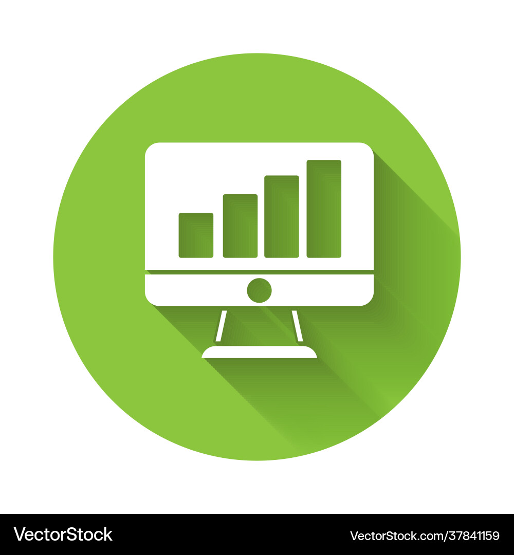 Weißer Computermonitor mit Diagramm-Diagramm-Symbol Weißer Computermonitor mit Diagramm-Diagramm-Symbol vektorbild