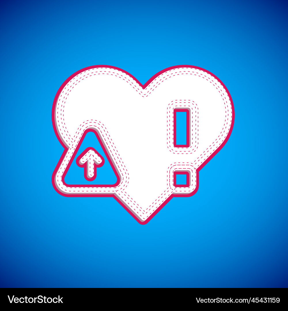 White heart rate icon isolated on blue background White heart rate icon isolated on blue background vector image