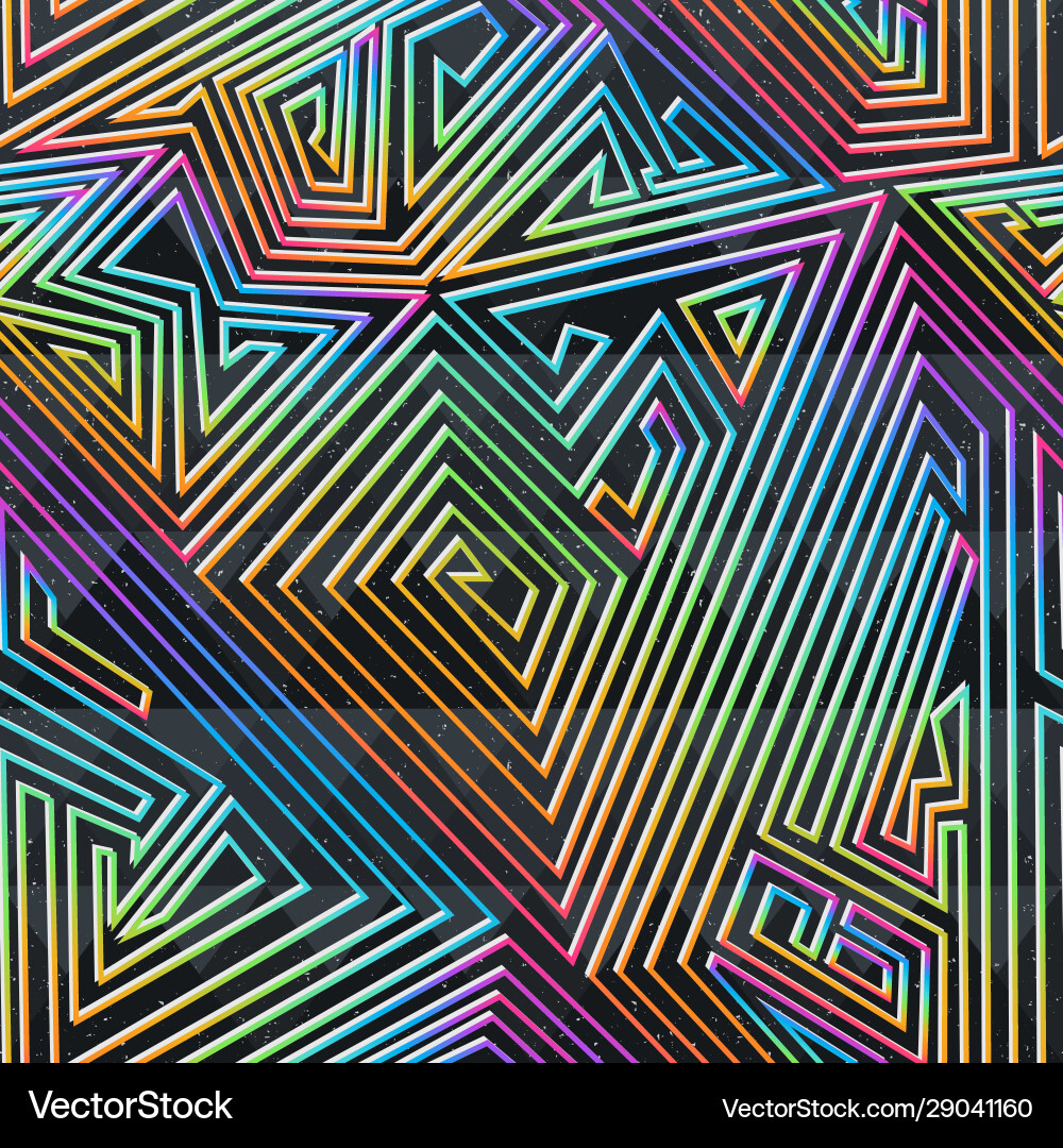 Abstract Maze Pattern with Grunge Effect vector image