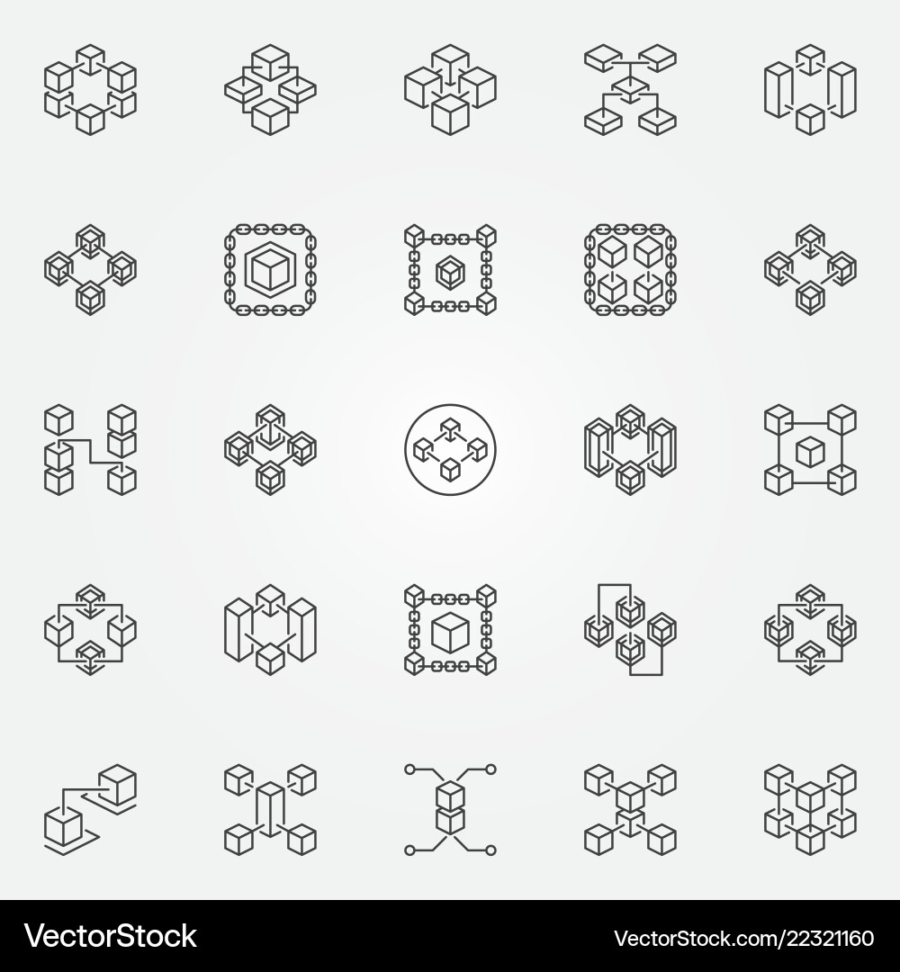 Blockchain line icons block chain Blockchain line icons block chain Vector Image