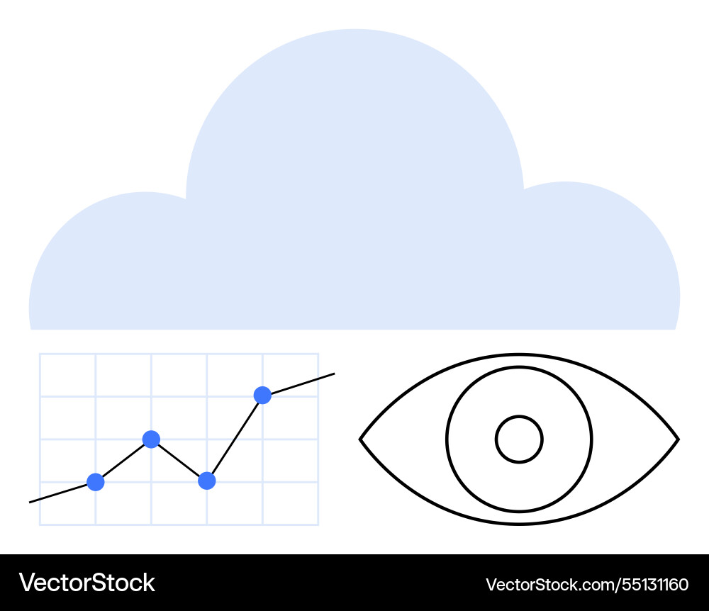 Cloud computing with data analytics graph and eye Cloud computing with data analytics graph and eye Vector Image