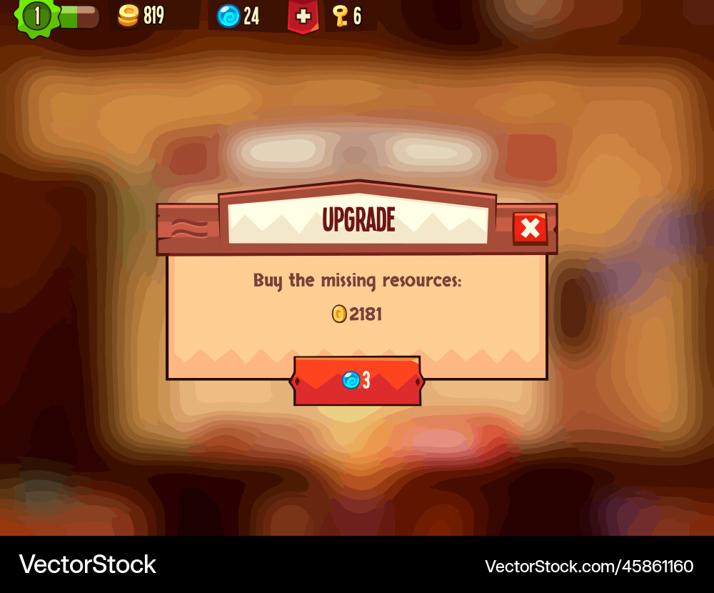 Complete set of level button game ui pop-up icon Vector Image