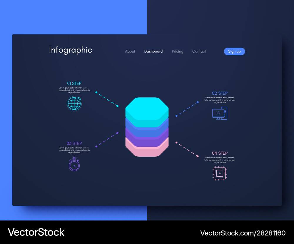 Graphics infographics with four options template vector image