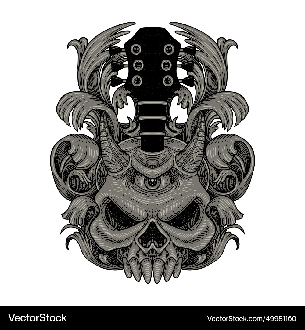 Guitar skull Guitar skull Vector Image