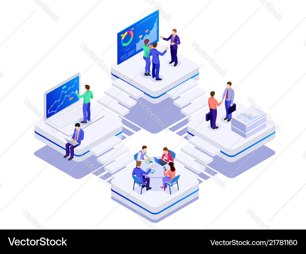 Isometric business co-working space concept vector image