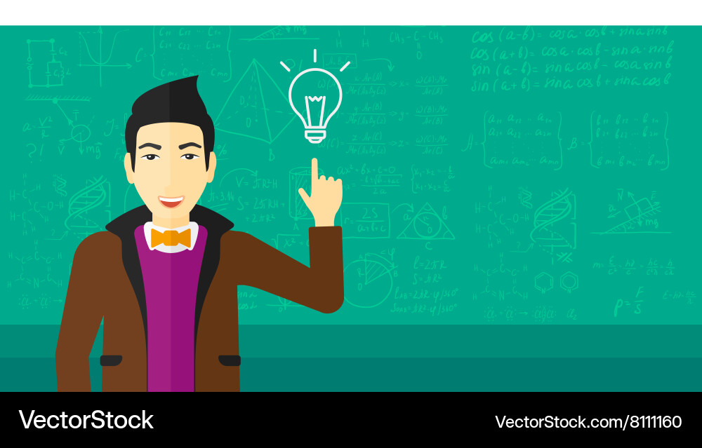 Man pointing at light bulb vector image