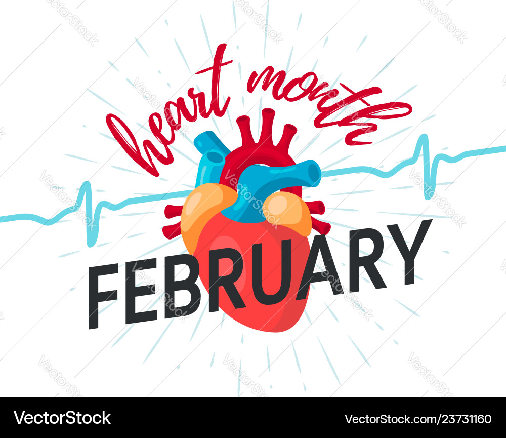 National heart month concept in flat style National heart month concept in flat style vector image