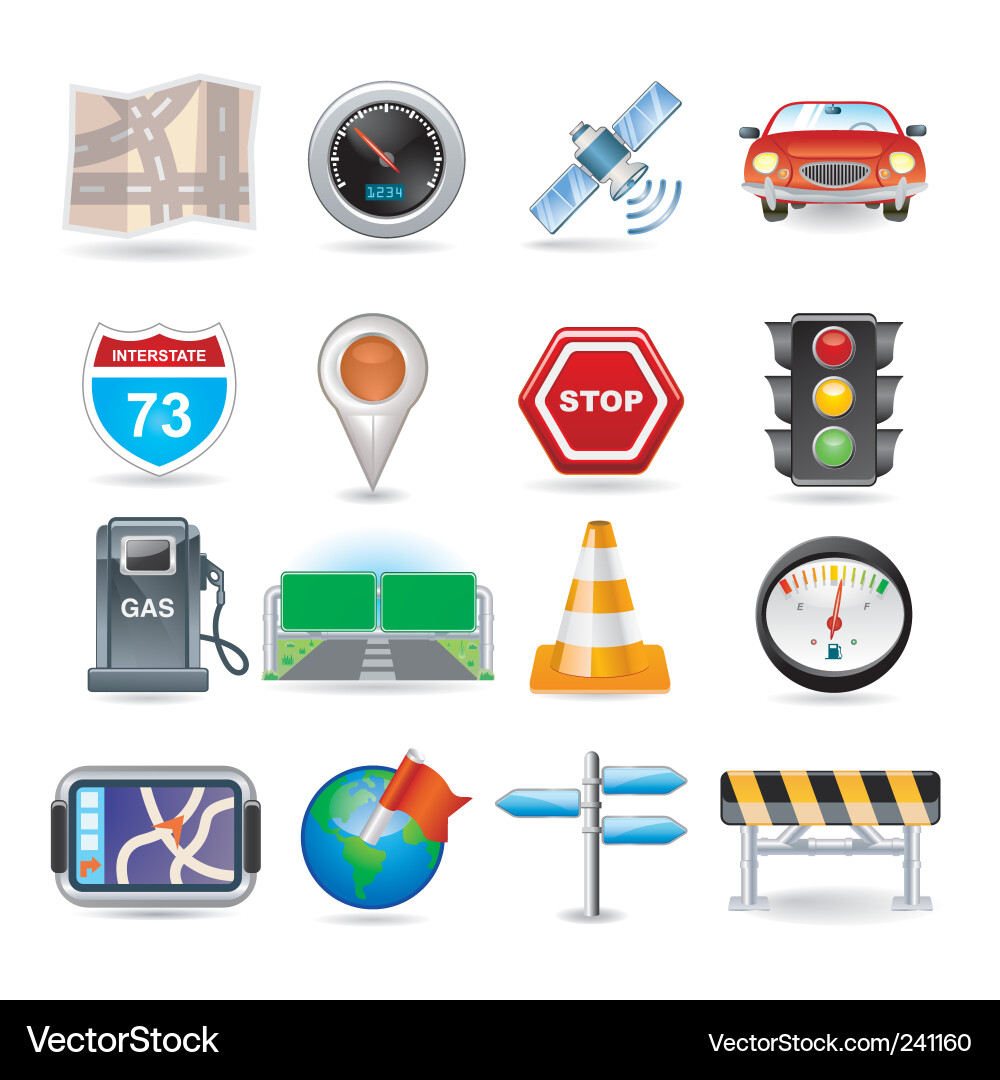 Navigation Icon Set - Transportation Vector Image