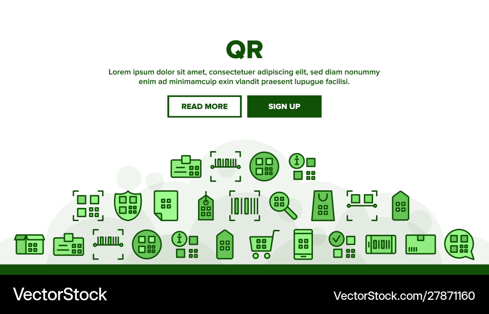 Qr code scan landing header Qr code scan landing header vector image