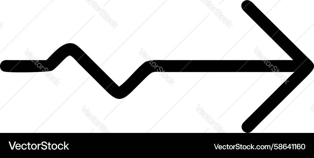 Zigzag curved right arrow icon unpredictable path Vector Image