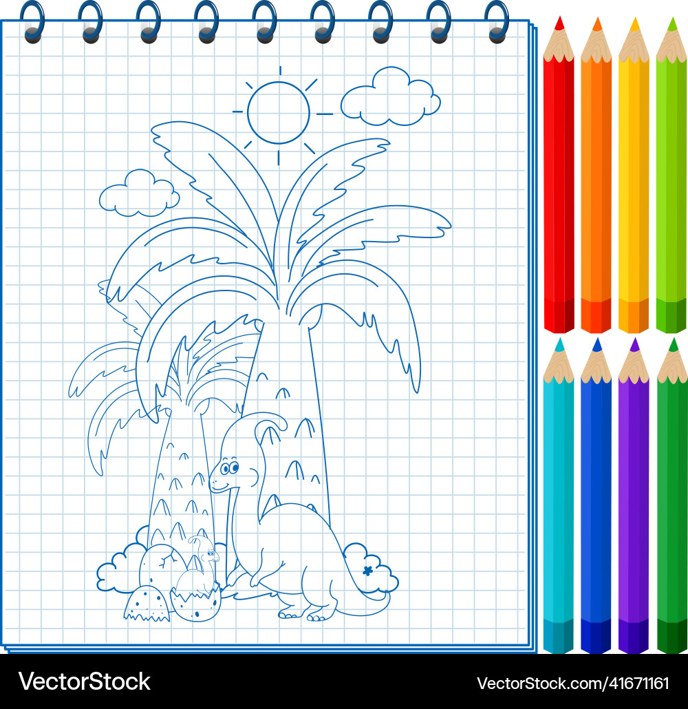 A notebook with doodle sketch design and colour A notebook with doodle sketch design and colour vector image