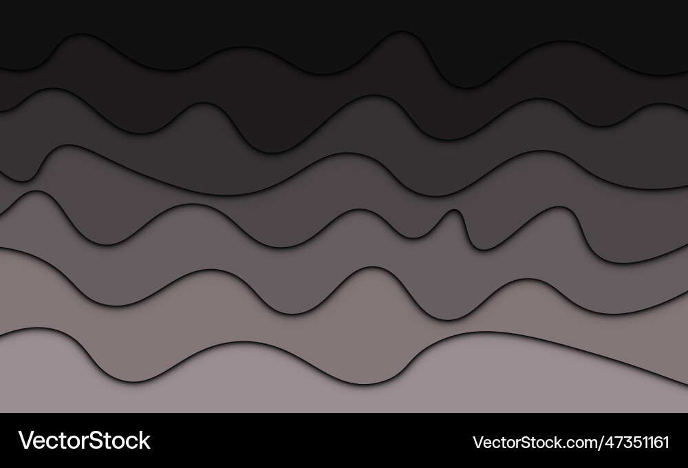 Abstract black and gray gradient wave with shadow Vector Image