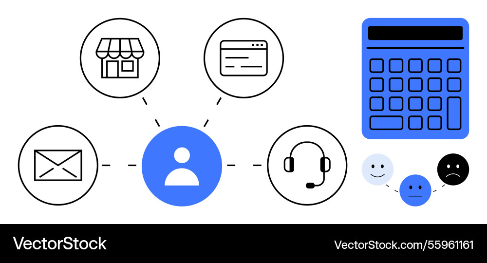 Centralized user interaction featuring store Vector Image