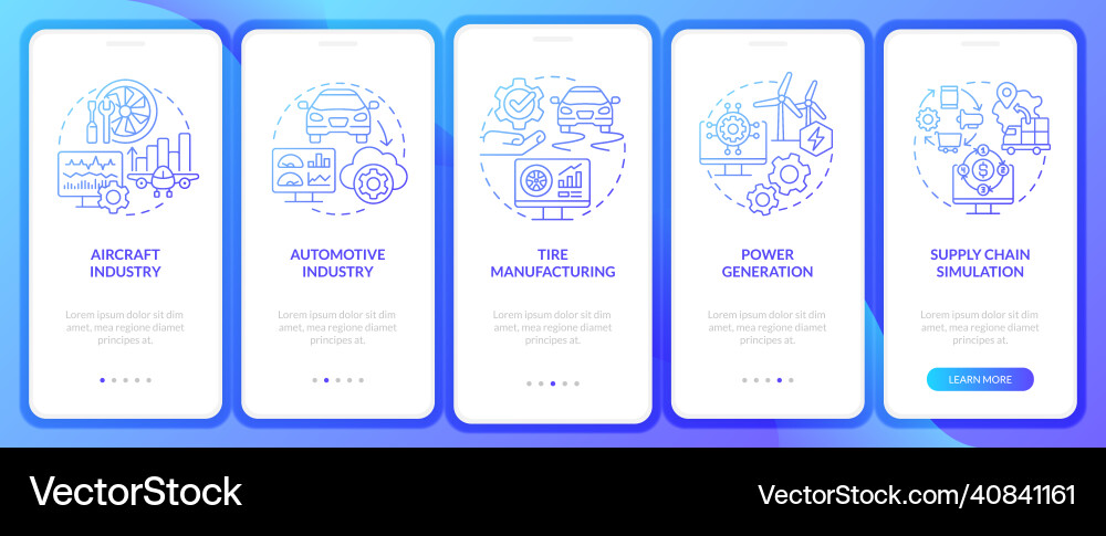 Digital twin usage blue gradient onboarding Vector Image