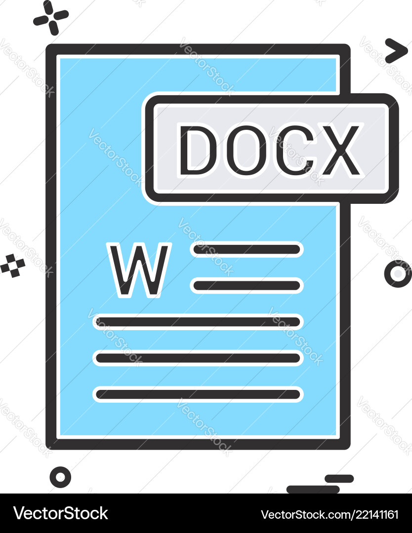 Docx file format icon design Docx file format icon design Vector Image