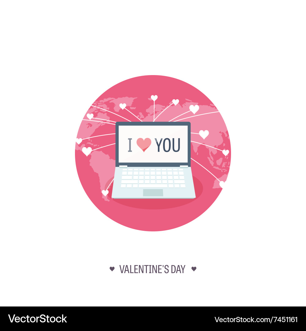 Flat background with computer vector image