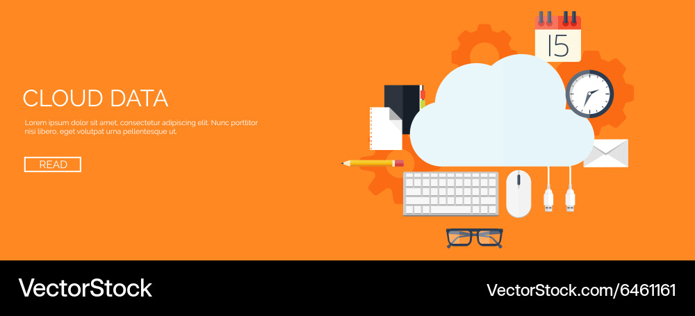 Flat cloud computing vector image