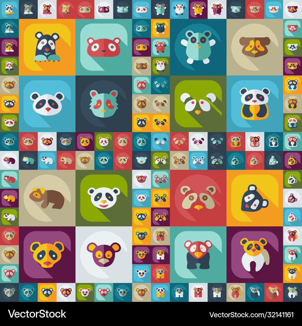 Flat concept set modern design mit schatten pandas Flat concept set modern design mit schatten pandas vektorbild