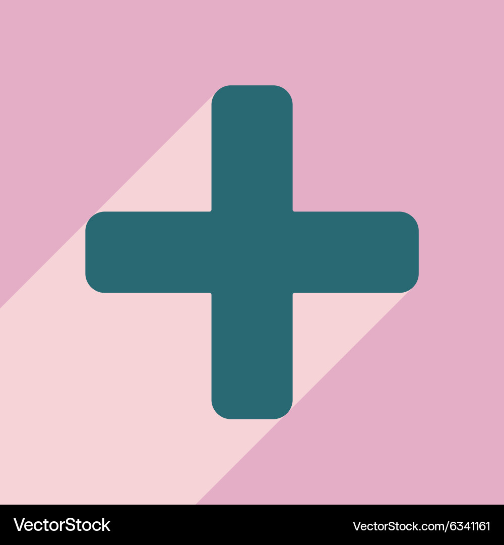 Flat with shadow icon and mobile application plus vector image