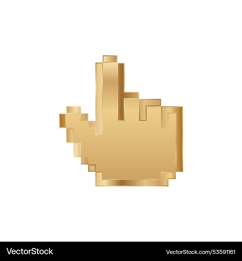 Golden hand cursor for computer vector image