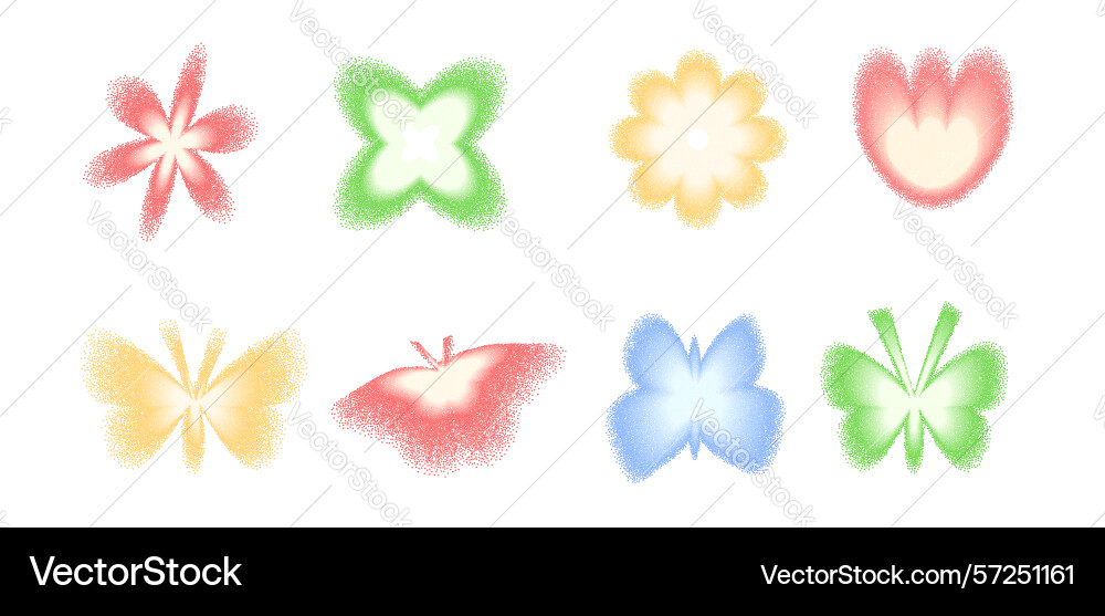 Grain color noise gradient geometric shape set Grain color noise gradient geometric shape set vector image