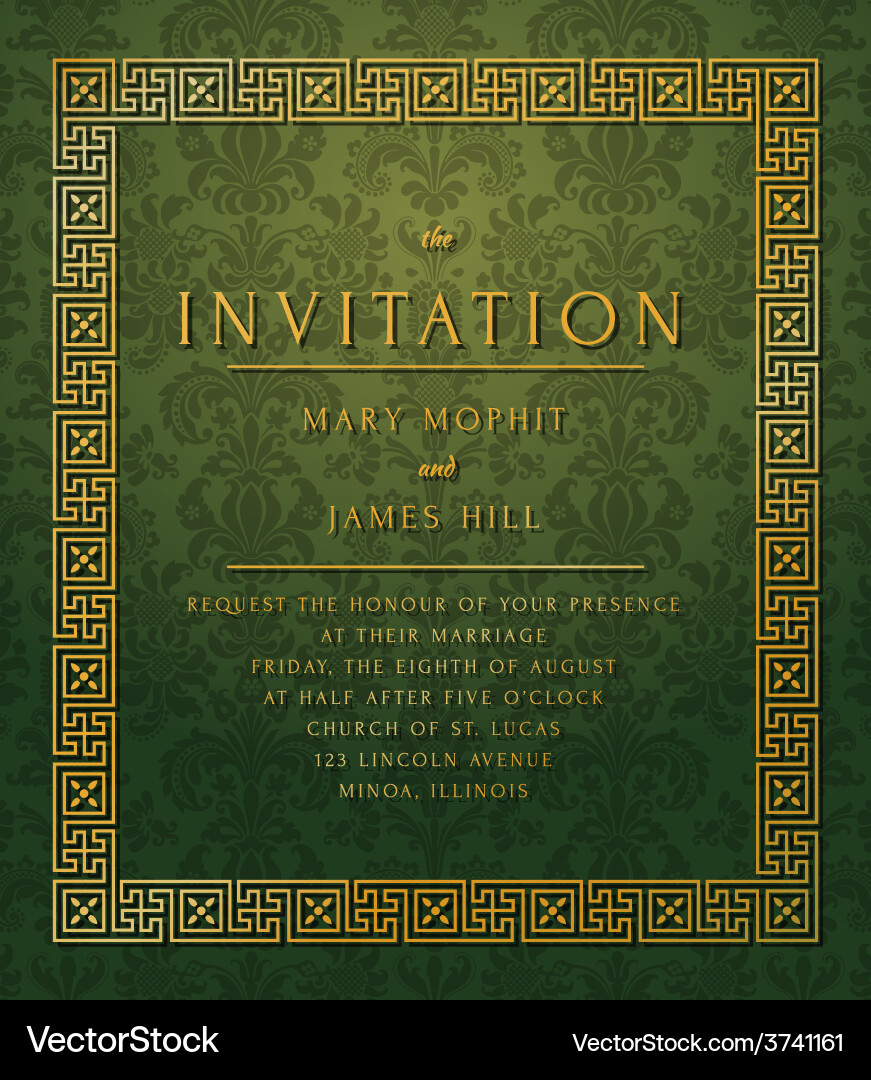 Invitation with damask pattern Vector Image