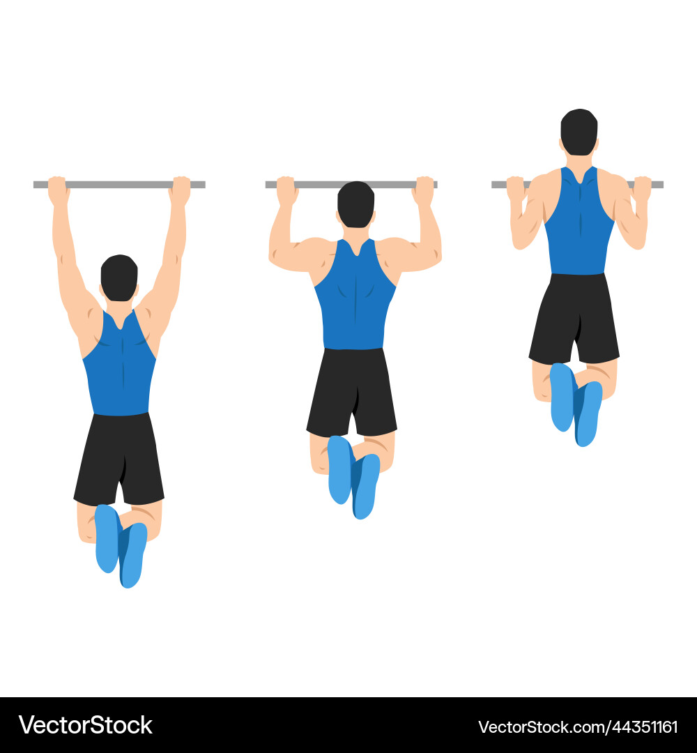 Man doing lat pulldown pull ups exercise Man doing lat pulldown pull ups exercise vector image