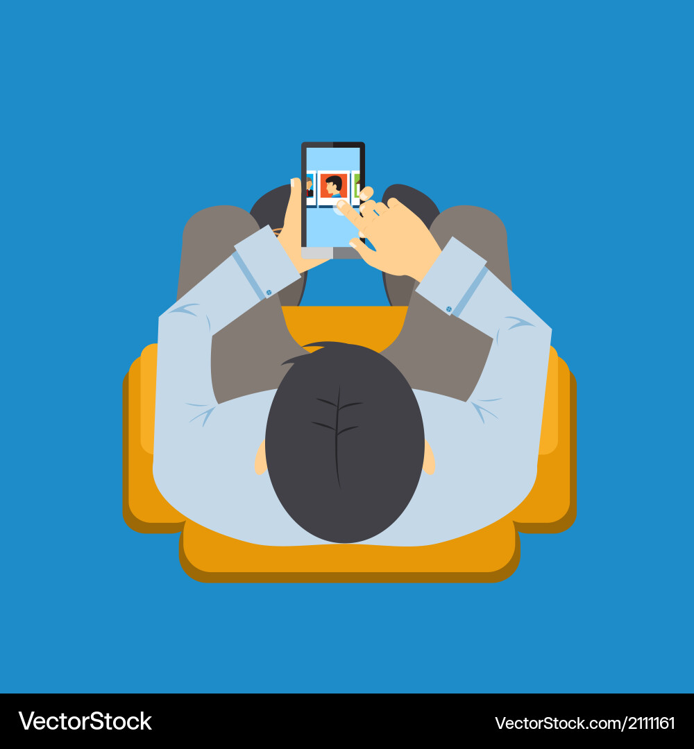Man Using Mobile App Vector Image