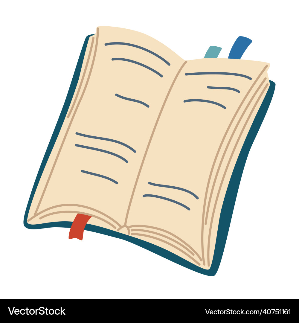 Open book with bookmarks colored notebook Vector Image