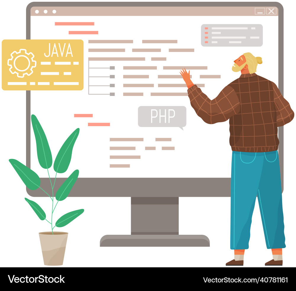 Programmer engineering and coding set vector image