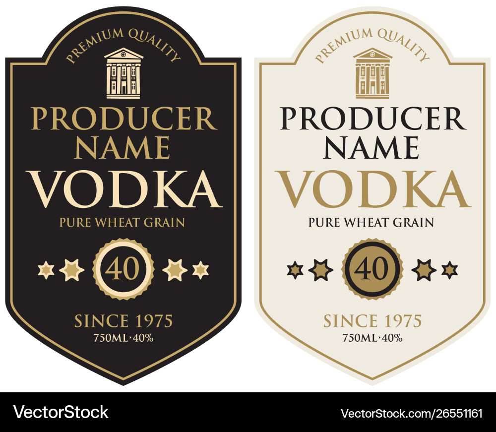Retro Vodka Labels - Wheat Grain Vector Image