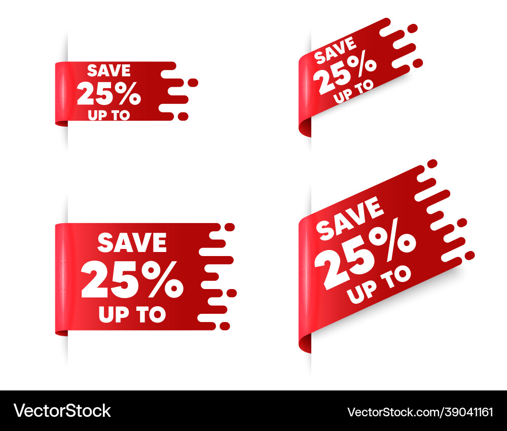 Save up to 25 percent discount sale offer price Save up to 25 percent discount sale offer price vector image